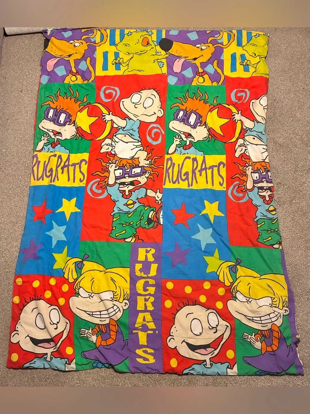 RUGRATS 1995 Comforter 2 Sided Tommy Pickles Reptar Angelica Spike 86